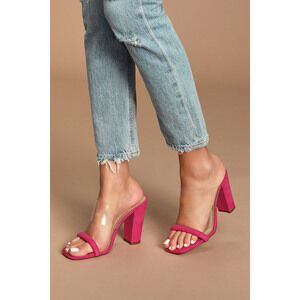 Lulus Arianna Fuchsia Suede High Heel Sandals Pink - Size 8.5